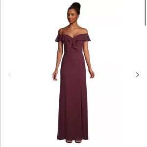 BILL LEVKOFF wine bridesmaid dress